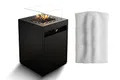Planika Square Dekorative Feuerstelle für Garten mit schützender Hülle - Outdoor Gas Betrieben in Schwarz - Außenkamin Garten Terrassenheizer Gas - Kamin Terrasse
