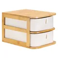 Make-Up Organizer aus Bambus Aufbewahrung für Kosmetik mit 2 Schubladen
