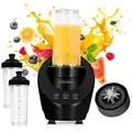 Zeegma Stabmixer Vitamine Ferro 200 W, 2 Flaschen mit Verschluss 300 ml, Magnetantriebstechnik, Wasserdichte Basis - Schwarz