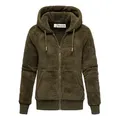 REPUBLIX Sweatjacke JANIE Damen Teddy Sweatjacke Plüsch Hoodie Pullover Zipper Jacke grün XS