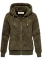REPUBLIX Damen Teddy Sweatjacke Plüsch Hoodie Pullover Zipper Jacke RD-015 Khaki XS