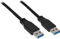 USB-A-Kabel, 1 m, schwarz 15 W, 3 A, 5 Gbit/s, USB 3.0