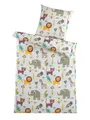 Optidream Microfaser Bettwäsche 135 x 200 cm Bettbezug Kopfkissenbezug 80 x 80 cm Kinder Safari