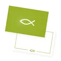 itenga 12x Karte Fisch DIN A6 quer Einladungskarten Postkarten Dankeskarten Kommunion Taufe A6 Danksagung (grün)
