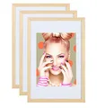3er 5er Set Holz Bilderrahmen Lifestyle Plexi Foto Rahmen Collage Wanddeko Poster S111: Farbe: 3er Pack Natur | Format: 13x18