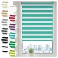 Doppelrollo Klemmfix ohne Bohren 60cm x 130cm Türkis Duo Rollo Klemmrollo Sonnenschutzrollo Fensterrollo für Fenster & Türen Zebrarollo Seitenzugrollo