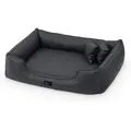 Exclusive Bed Hundebett Orthopädisches MAX, Schlafplatz, Hundekissen, Hundematratz, Kunstleder, rutschfeste, abnehmbare Abdeckung, wasserabweisend grau 90 cm x 110 cm