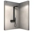 BERNSTEIN Duschsystem NT038 Pro Edelstahl Thermostat mit Praktischer Ablagefläche Verbühungsschutz Schwarz Kopfbrause und Handbrause mit Anti-Kalk-Düsen
