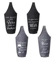 4 Flaschentüten für Wein aus Filz mit Spruch 40 x 18 cm Grau Geschenktasche Flaschentasche