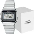 Casio Collection Damen Digital Uhr A700WE mit Edelstahl Armband - Grau
