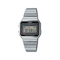 Casio Unisex Quartz Armbanduhr, 36.00mm GehäusegröÃŸe mit LCD digital Zifferblatt und Silber Metallarmband Armband A700WE-1AEF