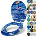 SANFINO® Premium WC Sitz mit Absenkautomatik – hochwertige Toilettendeckel aus Holz, viele bunte Motive, hoher Sitzkomfort, einfache Montage inklusive Montageanleitung – "Dolphin"