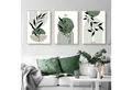 Martin Kench Poster 3er Set Premium Poster Grün Blätter, Abstrakt Kunst, Wandbilder