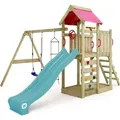 Wickey Spielturm Klettergerüst Multiflyer Mit Schaukel & Rutsche, Kletterturm Mit Sandkasten, Leiter & Spiel-zubehör - Pastellblau