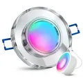 SSC-LUXon Einbauleuchte ALINA Glas inkl. Smart RGB dimmbar Lampe - Downlight kompatibel mit Alexa, Siri & Google - Deckenspot für Innenbereich - Silber