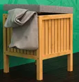 Bambus Wäschesammler Wäschekorb Wäschebox Badhocker Badezimmerhocker Sitz Hocker
