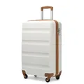 KONO Handgepäck Koffer & Trolley Klein Hartschalenkoffer aus ABS Reisekoffer mit 4 Rollen und TSA Schloss, 55x38x20cm, 35Liter, Cremeweiß