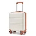 KONO Kleiner Koffer Handgepäck Hartschalenkoffer für Easyjet Handgepäck 45x36x20 cm, Leicht Reisekoffer mit 4 Rollen und Zahlenschloss (Creme Weiß)
