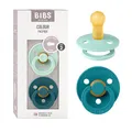 BIBS Colour Schnuller 2er-Pack, BPA-frei, Kirschform Nippel. Naturkautschuk/Latex, Hergestellt in Dänemark. Größe 2 | 6+ Monate | 2-Pack, Nordic Mint/Forest Lake