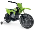Elektro Motorrad Kinder 3-6 Jahre Kawasaki 12V Offiziell Lizenziert + Fußpedal + Automatische Bremse + Stützräder + Motocross Design | INJUSA