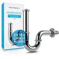 Bächlein Siphon Universaler Röhrensiphon, (flexibler Waschbeckenablauf), Einfache Montage - Hochwertiger Chrom-Ablauf silberfarben 20 cm