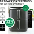 GOURMETmaxx FryUp Vertikale Doppelkammer-Heißluftfritteuse - 10 L - 2800 Watt - Grau