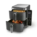 GOURMETmaxx FryUp Vertikale Doppelkammer Heißluftfritteuse | vertikaler Airfryer | klappbares Touchdisplay | 32% platzsparender | Fassungsvermögen 10L | Heißluftfritteuse 2 Kammern