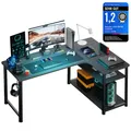GTPLAYER Eckschreibtisch Schreibtisch Gaming Tisch, 100cm Computertisch L Form, PC Tisch für Büro, schwarz