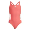 Adidas Girl's 3-Stripes C-Back Swimsuit Kids, Semi Lucid Red/White, 14-15 Years