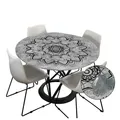 Tischdecke Outdoor Rund 100 cm, Elastisch Rund Abwaschbar Tischdecken Wassera...