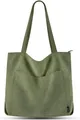 Große Cord Handtasche Damen Tote Bag Umhängetasche Stofftasche Grün