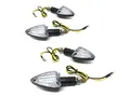 LED Mini Blinker Set Schwarz 12V E-geprüft passend für Motorrad, Roller, Scooter, Mofa, Moped – 4 Stück Kompakt Blinker mit M8x1,25 Gewinde