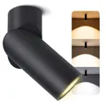 SSC-LUXon TOBI-L Aufbauspot schwenkbar schwarz mit LED GU10 5W (drei einstellbare Lichtfarben 3CCT) - Aufbaustrahler LED Wand Decke