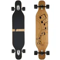 FunTomia Longboard mit 3 Flex Stufen Skateboard Drop Through Cruiser Komplettboard Mach1 Speed Kugellager T-Tool (Flex1 bis 122kg, Musik - Bambus/Ahornholz)