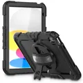 TECH PROTECT Solid360 - Hülle - Schutzhülle mit Standfunktion | Kompatibel mit Apple iPad 10.9 10/2022 | Schwarz