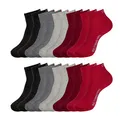 ONE STRANGE ROCK Quarter Socken Kurzsocken Herren Damen 5, 10, 15, 20, 30 Paar, Farbe:Grau/Rot - 10er Pack, Größe:43-46, Artikel:-501 bloody mary
