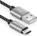 deleyCON 1,5m Nylon USB-C Kabel Ladekabel Datenkabel USB Typ C Metallstecker Laden & Synchronisieren von Handy & Smartphone