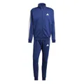 adidas Men's SPORTSWEAR BASIC 3 STRIPES FLEECE TRACKSUIT, Dark Blue, M