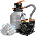 VERDA Sandfilteranlage SN5883 für Pools bis 50.000 l, 13.200 l/h, 550 W Sandfilterpumpe mit 1000 g Filterbällen, 12 m Förderhöhe, 38 mm Anschluss