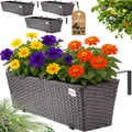 Casaria® Blumenkasten 4er Set 11 Liter Montagehalterung Indoor Outdoor Geländerkasten Balkonkasten Pflanzkasten braun