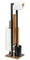 WENKO WC-Garnitur Modell Rivalta Acacia, integrierter Toilettenpapierhalter und WC-Bürstenhalter, Akazienholz