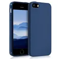 kwmobile Hülle kompatibel mit Apple iPhone SE (1.Gen 2016) / iPhone 5 / iPhone 5S Hülle - weiches TPU Silikon Case - Cover geeignet für kabelloses Laden - Marineblau