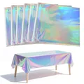 6 Stück Bunt Glitzer Party Tischdecke Bunt Tischdecke Geburtstag Wasserdicht Tischdecken Biertisch Tischabdeckung für Outdoor, Picknick, Festival, Hochzeit, Party, Tischdekorationen （137 x 274 cm）