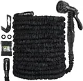 Gartenschlauch Flexibel Wasserschlauch Dehnbar Flexibler Gartenschlauch 15m mit 7 Funktionen Garten Handbraus, Schlauch Flexibel Bewässerung für Garten Haustier Autowäsche (Schwarz-50FT)