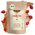 Hagebuttenpulver Bio 500g | ganze Hagebutte gemahlen | fruchtiges, süß-würziges Aroma | 100% Bio Hagebutten Pulver in Rohkostqualität | vom Achterhof