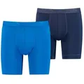 PUMA Langer Boxer PUMA MEN SPORT MICROFIBER LONG BOXERS (2er Pack) mit Logo-Bund blau XL