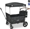 FableKids Bollerwagen Leo X4Plus mit Dach | 4 Sitzplätze | Transportwagen | XXL-Hecktasche | 5-Punkt-Gurt | 360° Offroad Räder | Onyx Schwarz