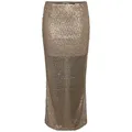 Noisy may Sommerrock Glänzendes Design mit Pailletten, mittlere Länge NMSHAKIRA LONG SIDE SLIT SEQUIN SKIRT braun L