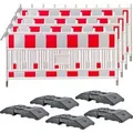 UvV Hekke TL Schrankenzaun Set 4 x 2m + 5 K1 Fußplatten Profi Baustellen Absperrset gem. RSA Folie RA 1
