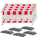 UvV Absperrgitter TL WEMAS Schrankenzaun ES1 + Set 4 Absturzsicherungen + 5 K1 Fußplatten mit RA1 oder RA2 (Reflexfolie Typ RA1)